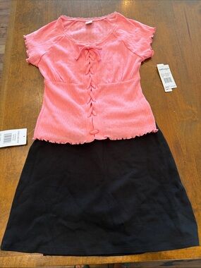 wild fable Pink Ruffle Knit Top and skirt
